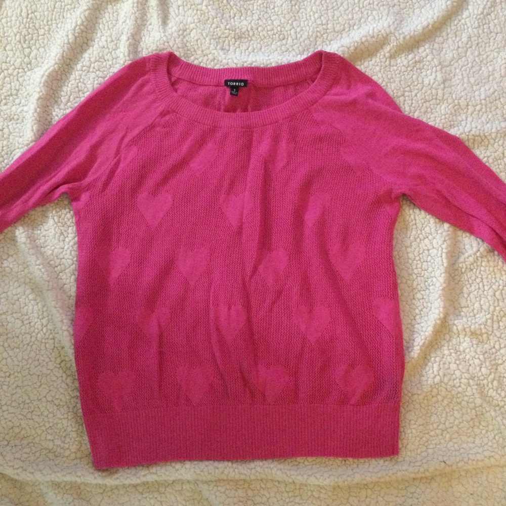 Torrid pink heart print sweater